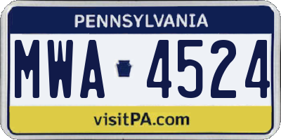 PA license plate MWA4524