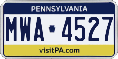 PA license plate MWA4527