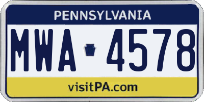 PA license plate MWA4578