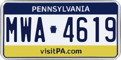PA license plate MWA4619