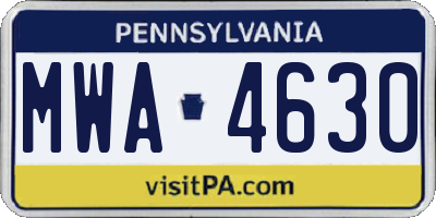PA license plate MWA4630