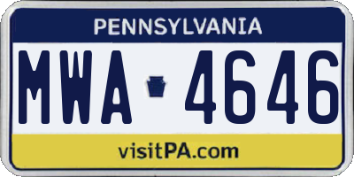 PA license plate MWA4646