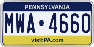 PA license plate MWA4660