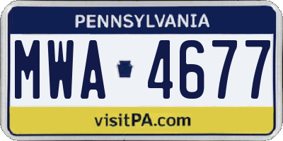 PA license plate MWA4677