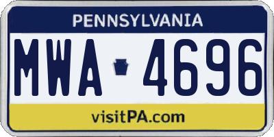 PA license plate MWA4696