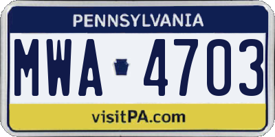 PA license plate MWA4703