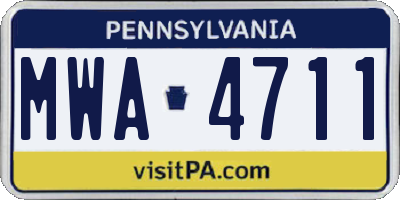 PA license plate MWA4711