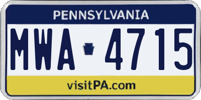 PA license plate MWA4715