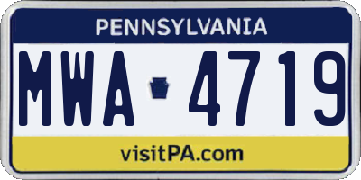 PA license plate MWA4719
