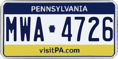 PA license plate MWA4726