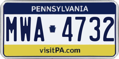 PA license plate MWA4732