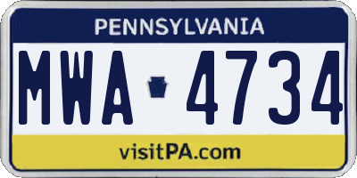 PA license plate MWA4734