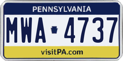 PA license plate MWA4737