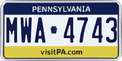 PA license plate MWA4743