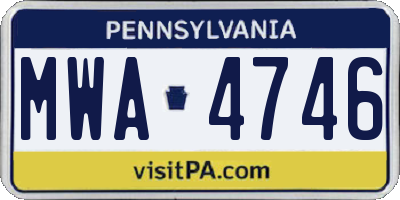 PA license plate MWA4746