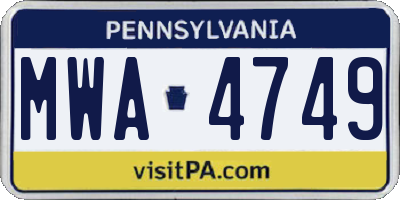 PA license plate MWA4749