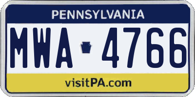 PA license plate MWA4766