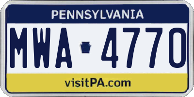 PA license plate MWA4770