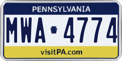 PA license plate MWA4774