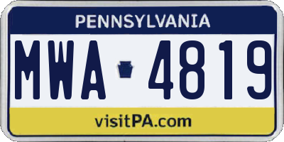 PA license plate MWA4819