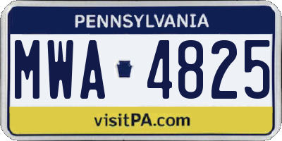 PA license plate MWA4825