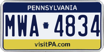 PA license plate MWA4834