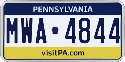 PA license plate MWA4844