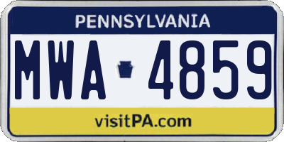 PA license plate MWA4859