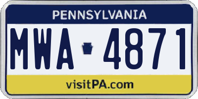 PA license plate MWA4871
