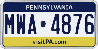 PA license plate MWA4876