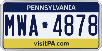 PA license plate MWA4878