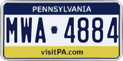 PA license plate MWA4884