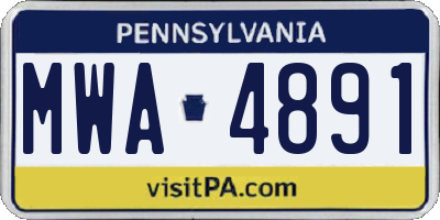 PA license plate MWA4891
