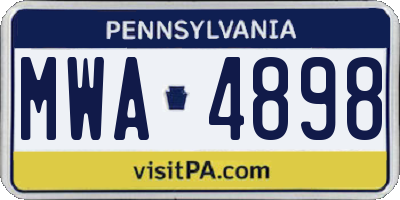 PA license plate MWA4898