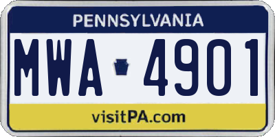 PA license plate MWA4901