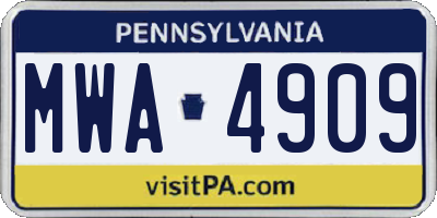 PA license plate MWA4909