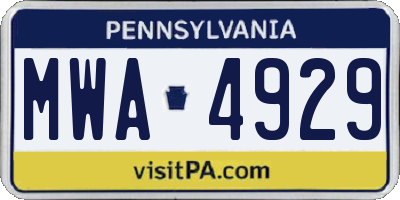 PA license plate MWA4929