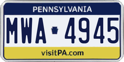 PA license plate MWA4945