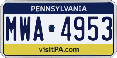 PA license plate MWA4953