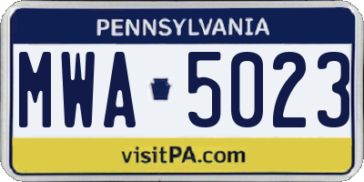 PA license plate MWA5023