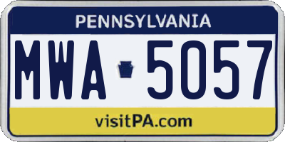 PA license plate MWA5057