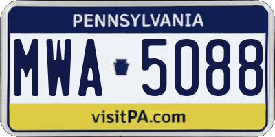 PA license plate MWA5088