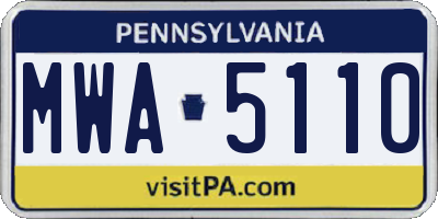 PA license plate MWA5110