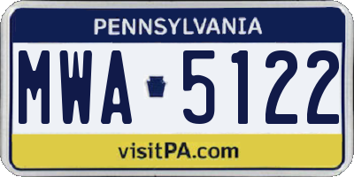 PA license plate MWA5122