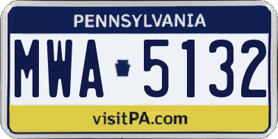 PA license plate MWA5132