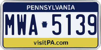 PA license plate MWA5139