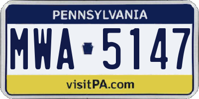 PA license plate MWA5147