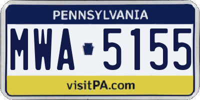 PA license plate MWA5155