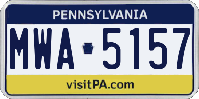 PA license plate MWA5157