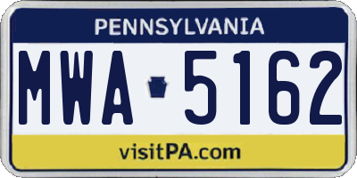 PA license plate MWA5162
